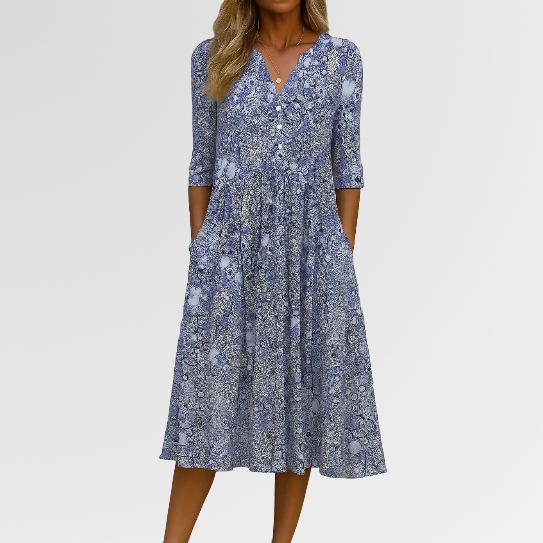 Isabelle™ | Elegant V-Neck Midi Dress