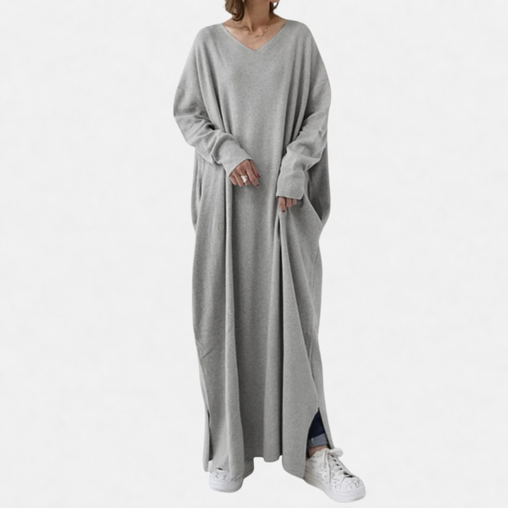 Luna™ | Long Sleeve V-Neck Midi Dress