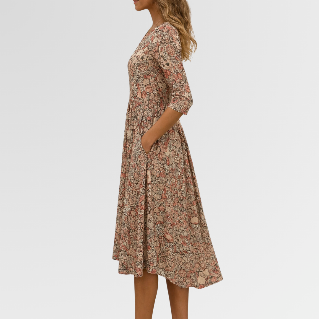 Isabelle™ | Elegant V-Neck Midi Dress